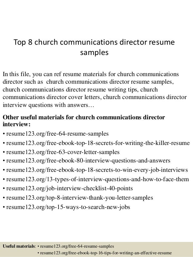 Church Communications Director Sle Resume top 8 church communications director resume sles Church Communications Director Sle Resume top 8 church communications director resume sles