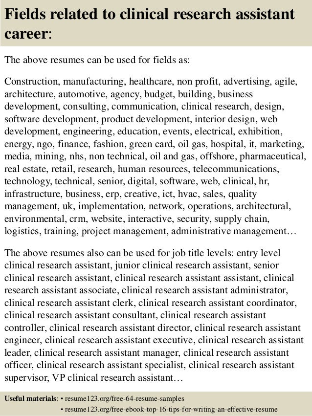 top 8 clinical research assistant resume samples