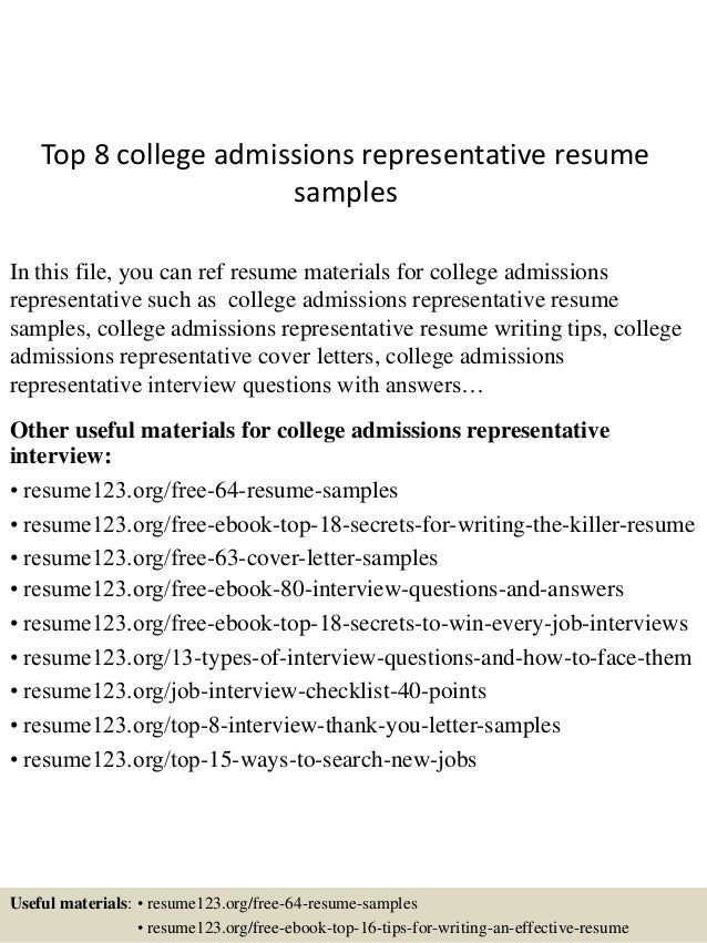 Cover letter admissions representative
