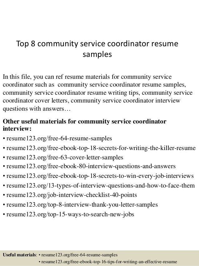 service coordinator resume