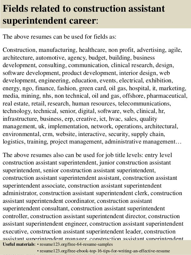 assistant construction superintendent cover letter