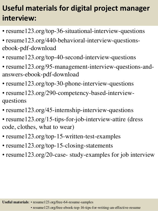 digital project manager resume