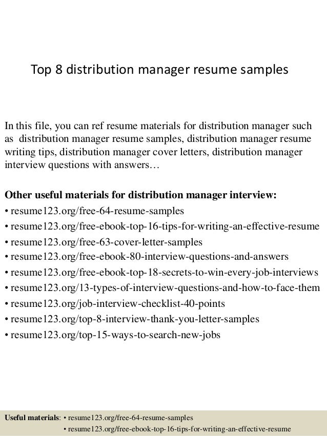 Distribution manager resume example | mightyrecruiter