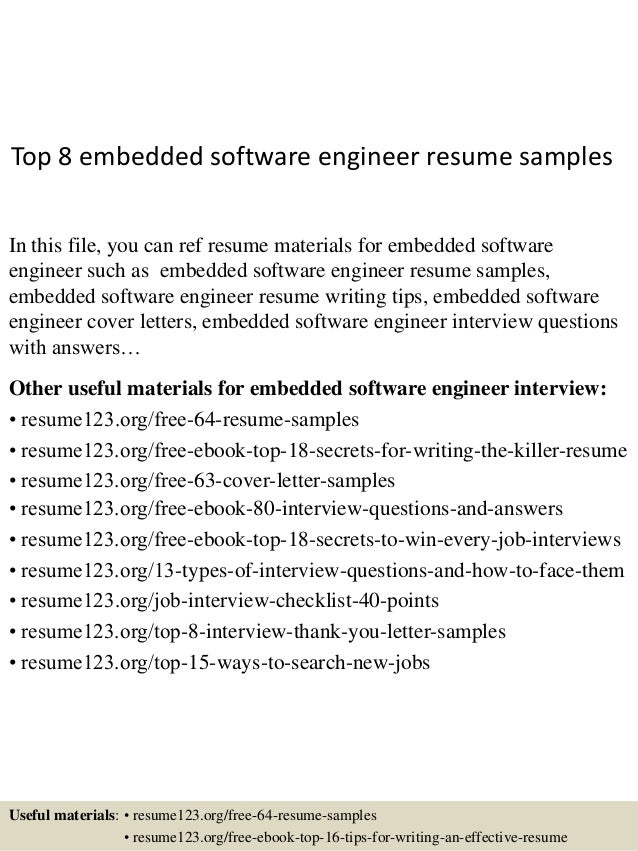 Embedded software engineer resume cover letter