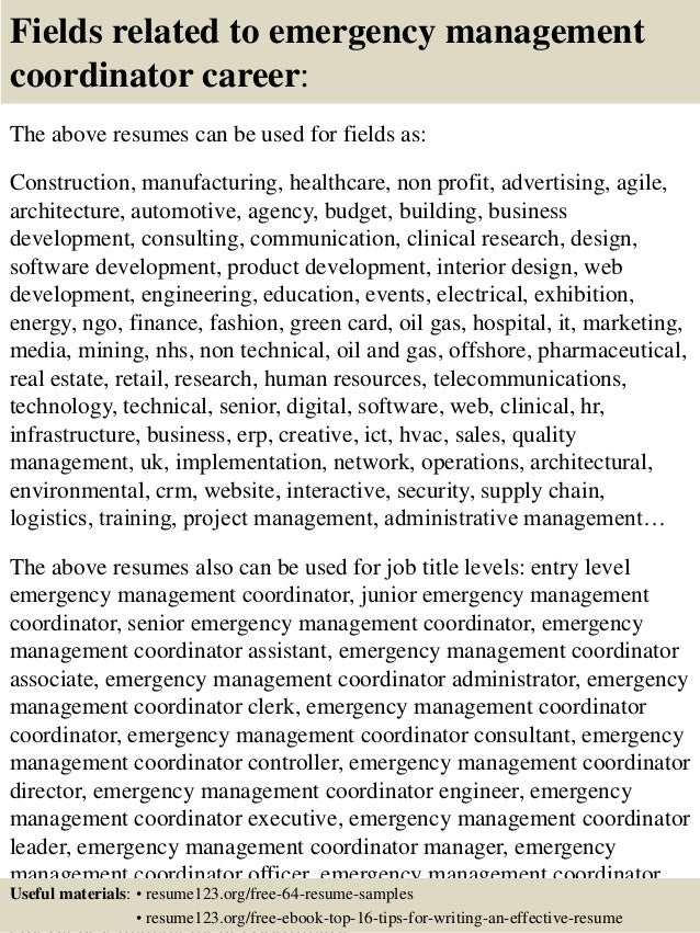 emergency manager resumes
