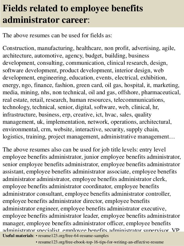 sample benefits administrator resume