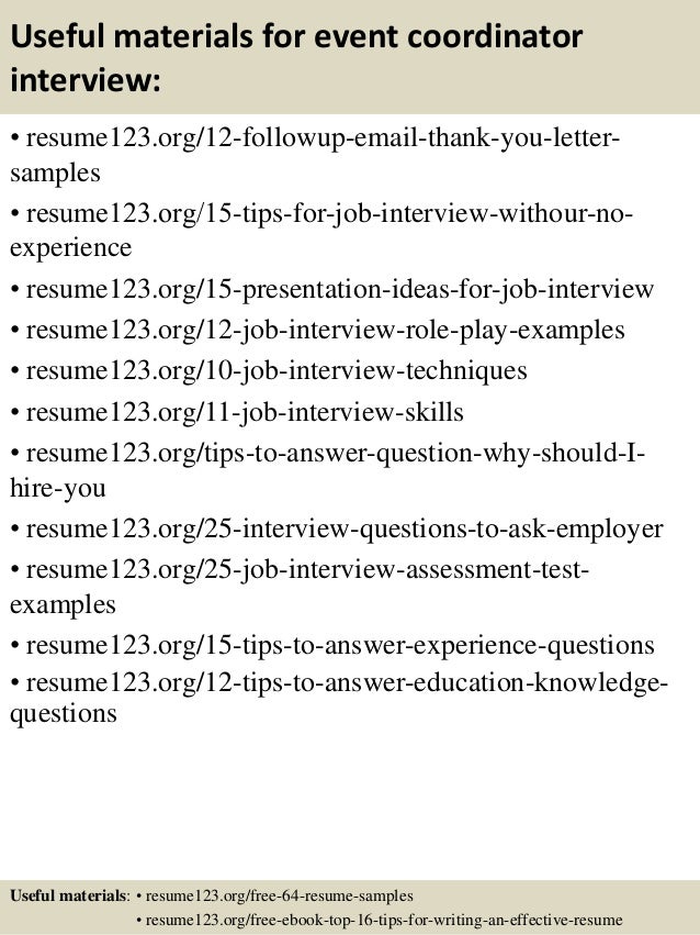 special events coordinator cover letters