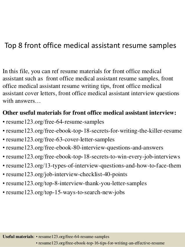 Top 8 front office medical assistant resume samples