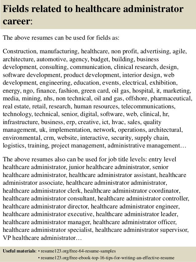 sample healthcare manager resume