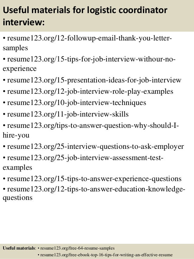 resume for logistics coordinator