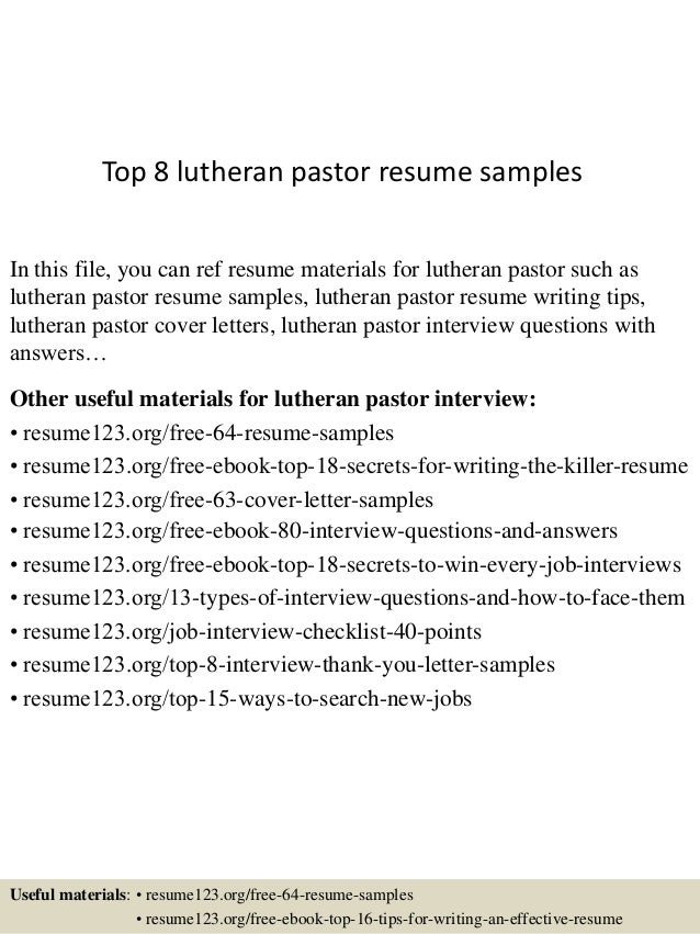 senior pastor resume
