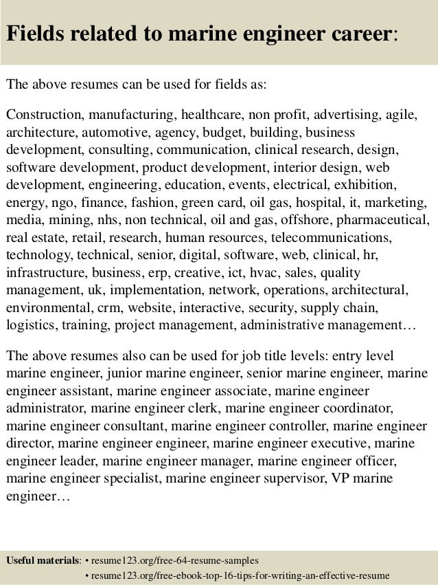 top 8 marine engineer resume samples