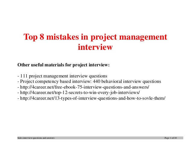 project manager interview questions and answers