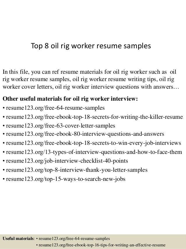 Oil rig floor hand resume