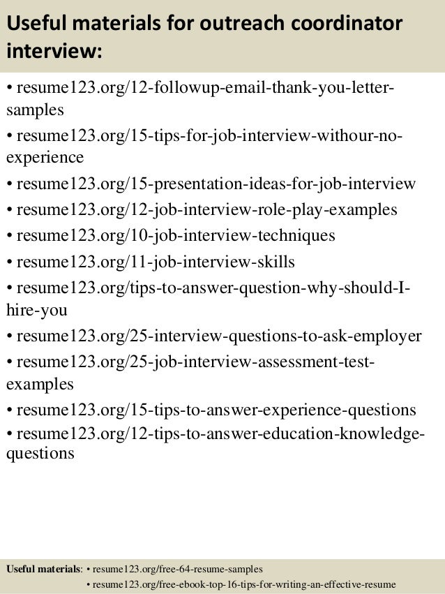 sample youth coordinator resume