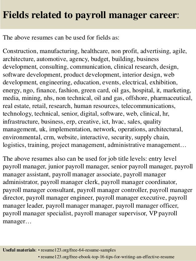 payroll manager resume sample