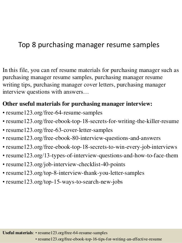 Best resume of purchase manager