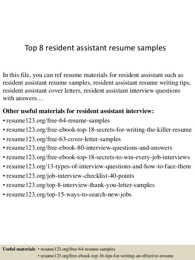 Resident advisor job description resume