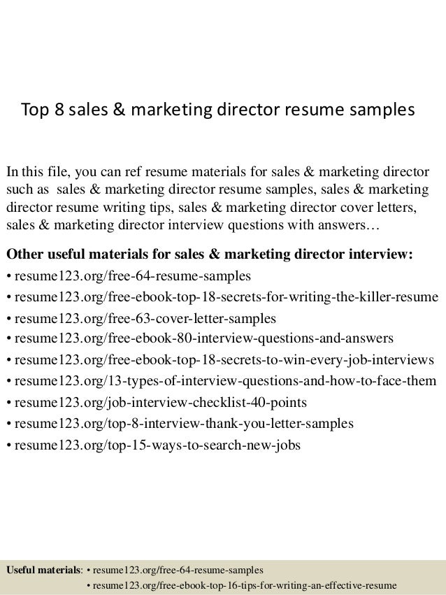 Resume for sales marketing