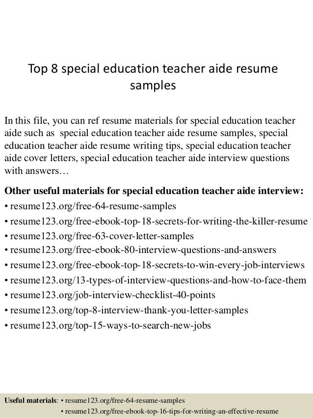 special education teacher sample resumes
