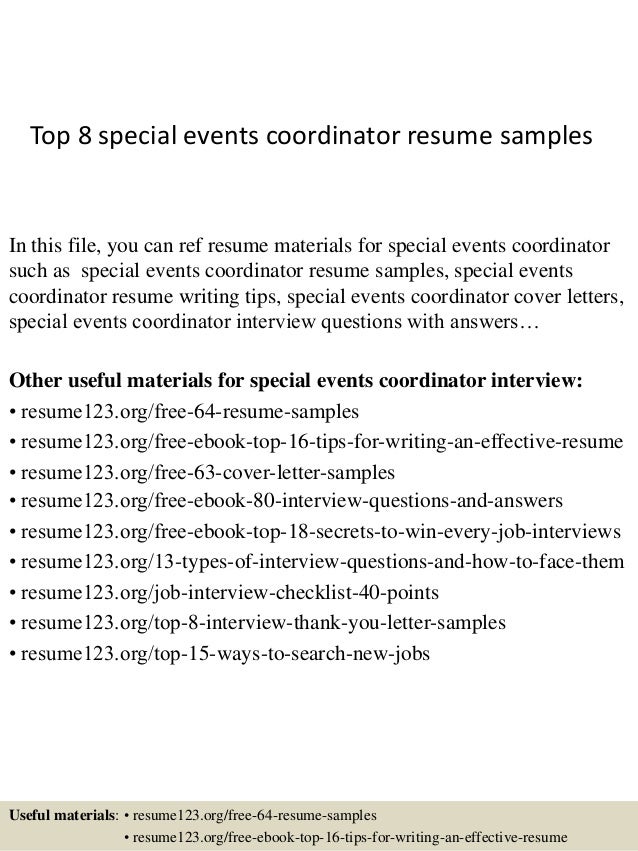 special events coordinator cover letters