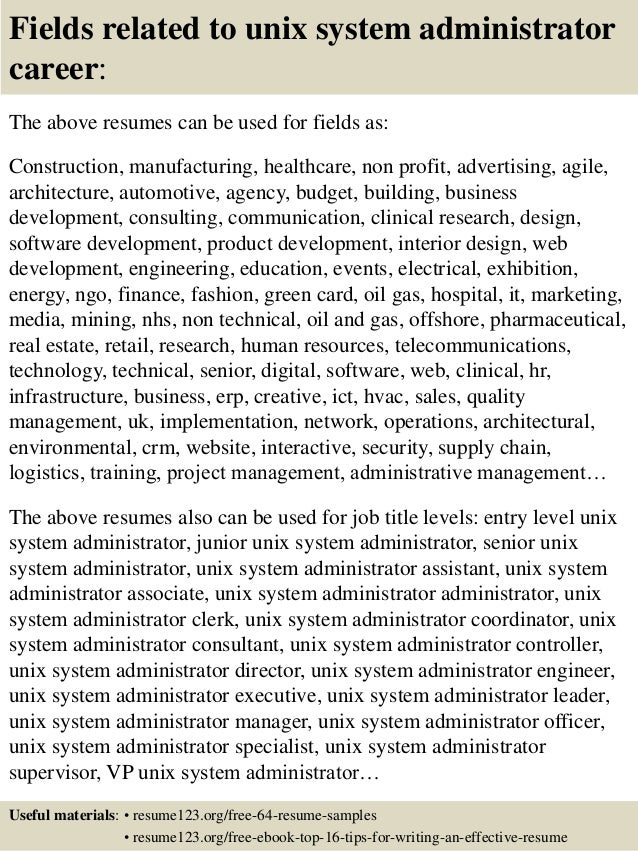 unix administrator resume unix admin resume administrator junior unix administrator resume