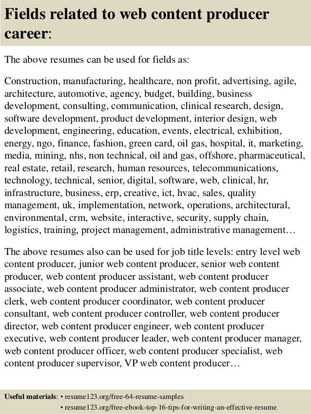 video producer resume visualcv