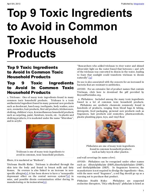 Top 9 Toxic Ingredients to Avoid in Common Toxic Household Products