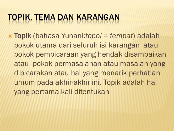 Topik tema karangan