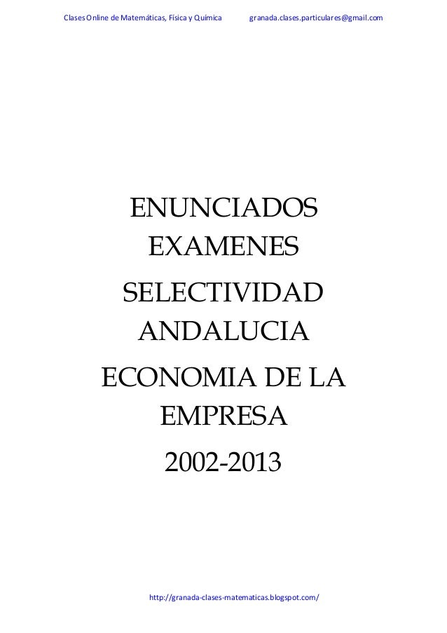EJERCICIOS DE ECONOMIA DE LA EMPRESA ejercicios de economia de la empresa: