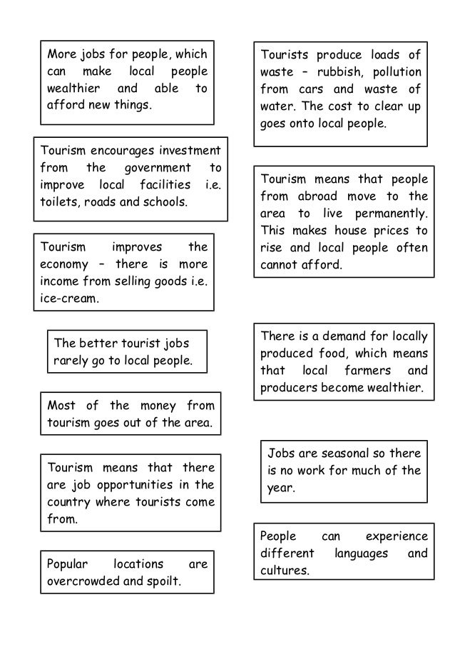 Tourism worksheet
