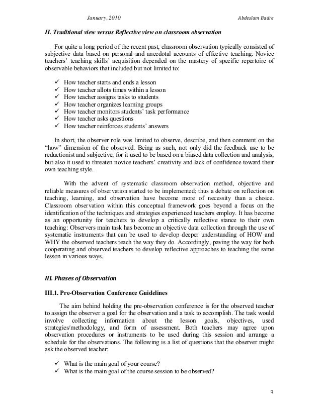 Observation essays