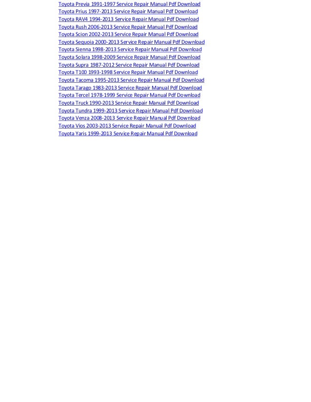 Toyota highlander 2001 2013 service repair manual pdf download