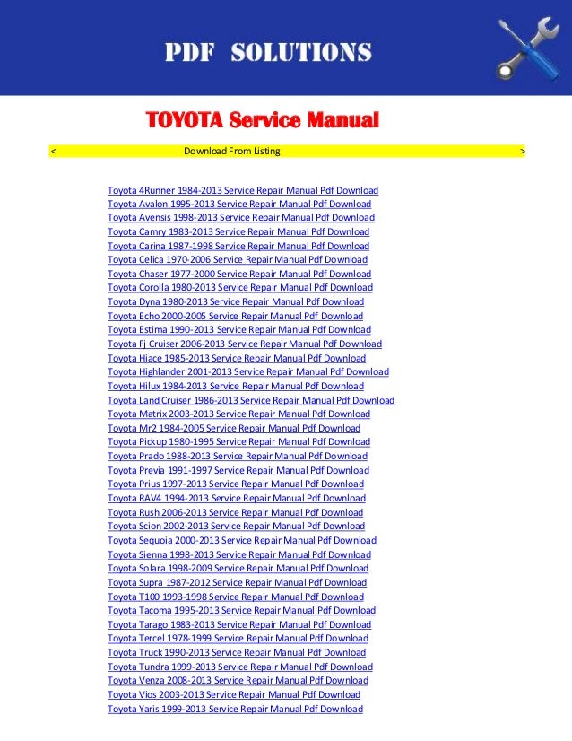 Toyota workshop service repair manual pdf download