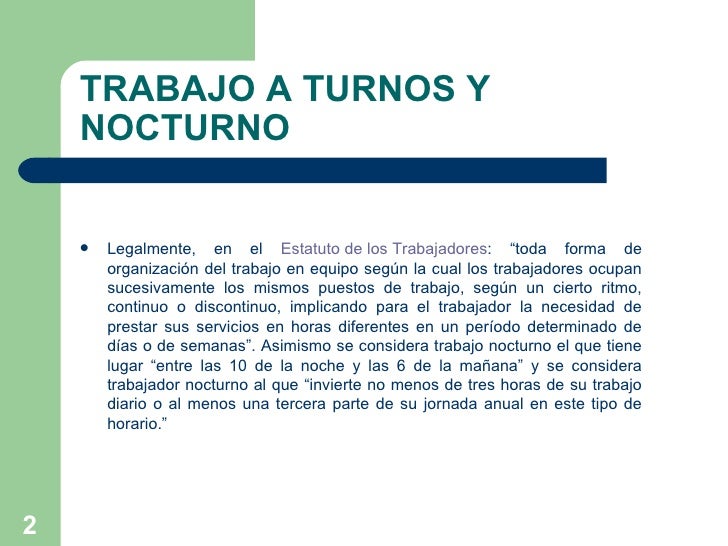 Trabajo A Turnos Y Nocturno