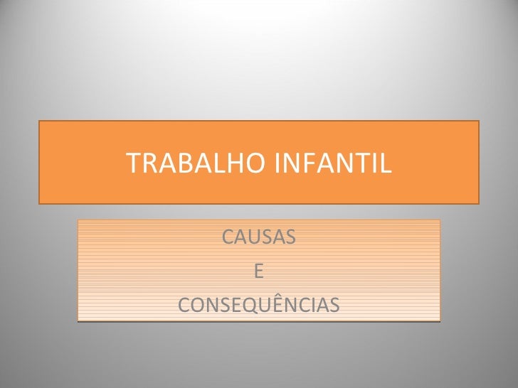 Monografia trabalho infantil