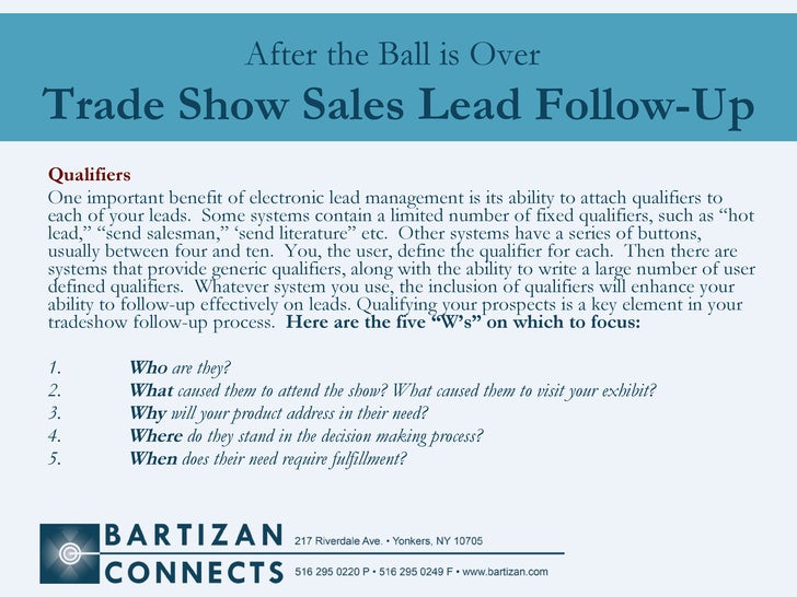 Trade Show Sales Follow Up Bartizan Lead Retrieval