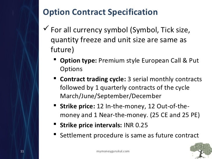 Trade options contract