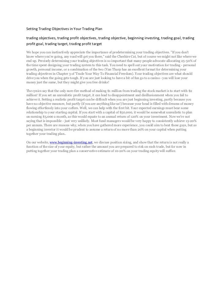 Objectives of online trading system