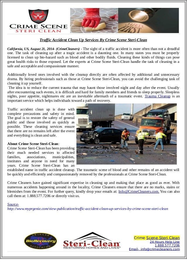 Traffic accident clean up services by crime scene steri clean