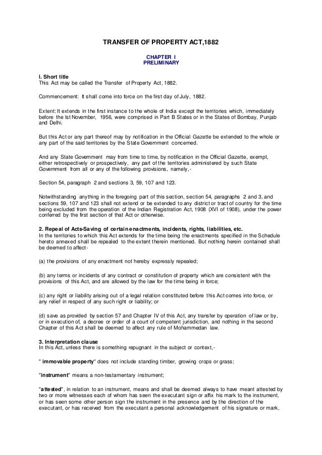 Transfer of property act,1882