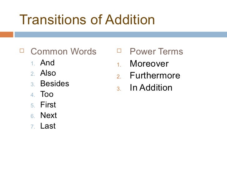 transition words for additional information