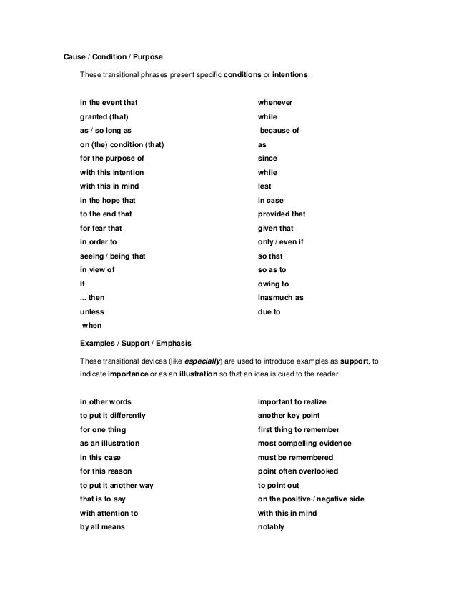 List of transition words for narrative essays