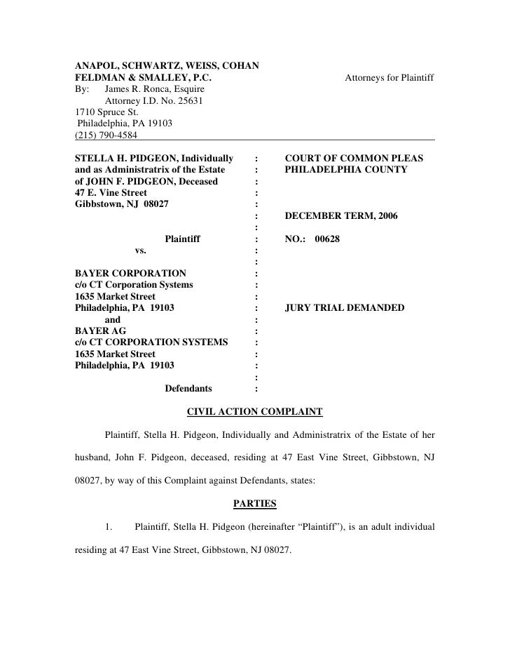 Personal Injury Form Complaint