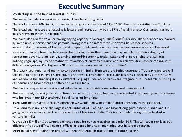 Sample executive summary for a marketing plan: includes 