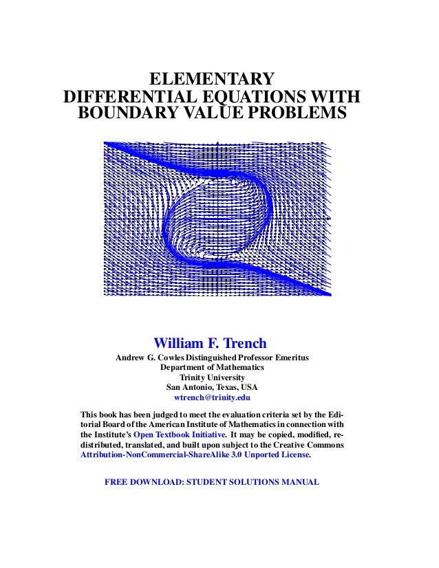 Elementary Differential Equations And Boundary Value Problems Pdf Free