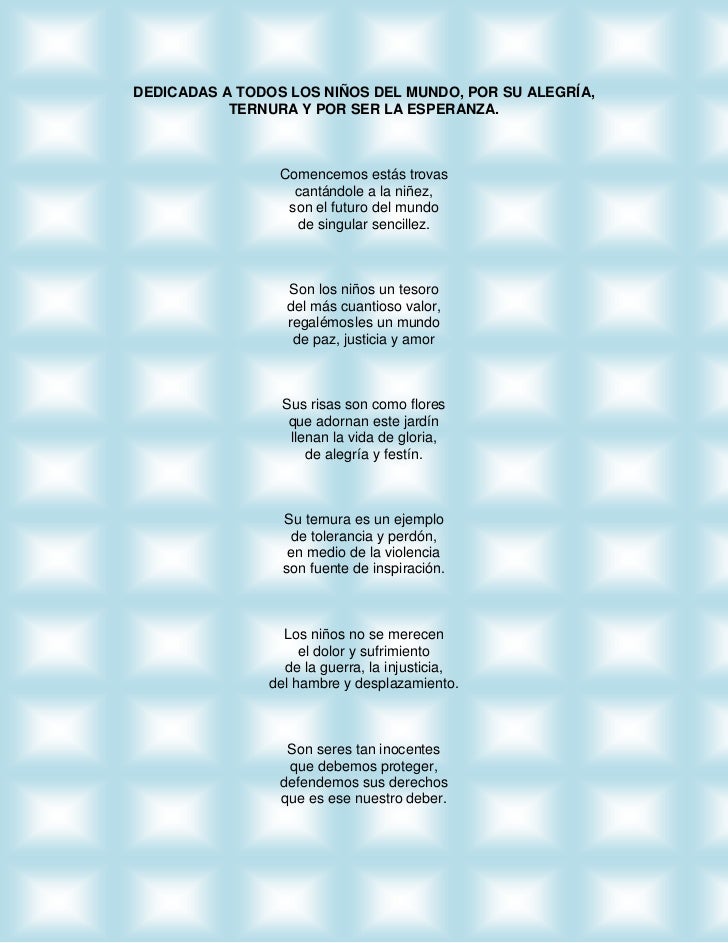 Trovas dedicadas a todos los niños Trovas dedicadas a todos los niños