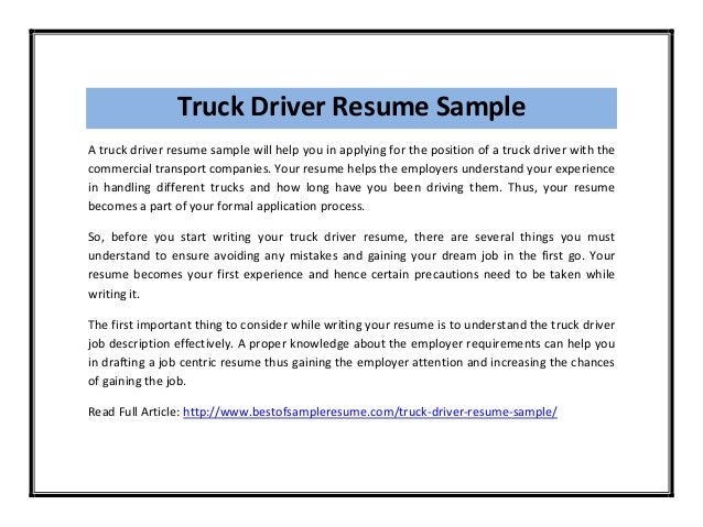 resume template for truck driving job truck driver resume example sample cover letters for truck drivers
