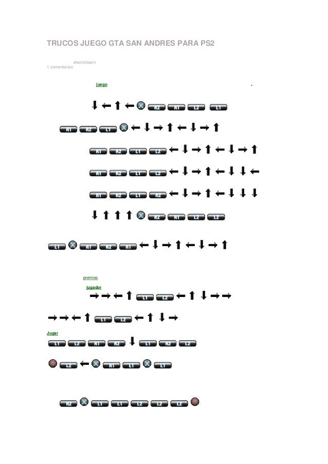 Trucos juego gta san andres para ps2