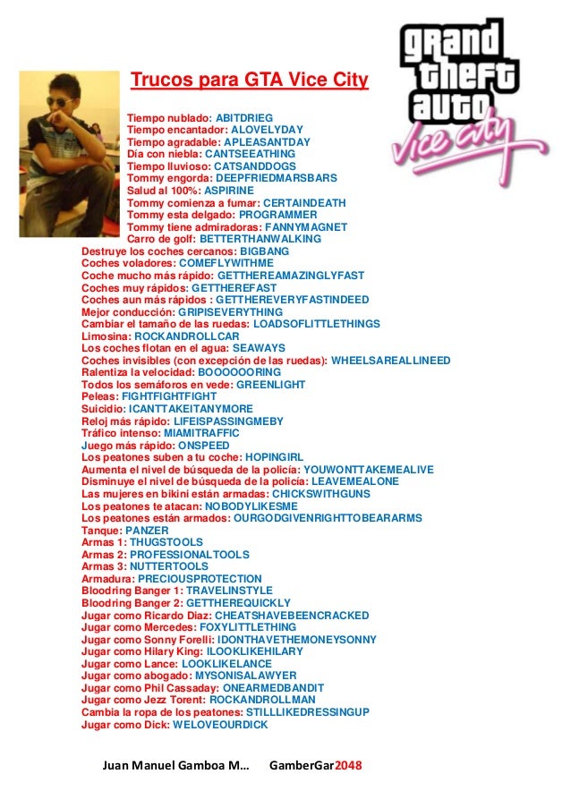 Trucos para gta vice